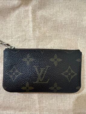 Authentic Louis Vuitton Brown Monogram Zip coin Mini Card Holder